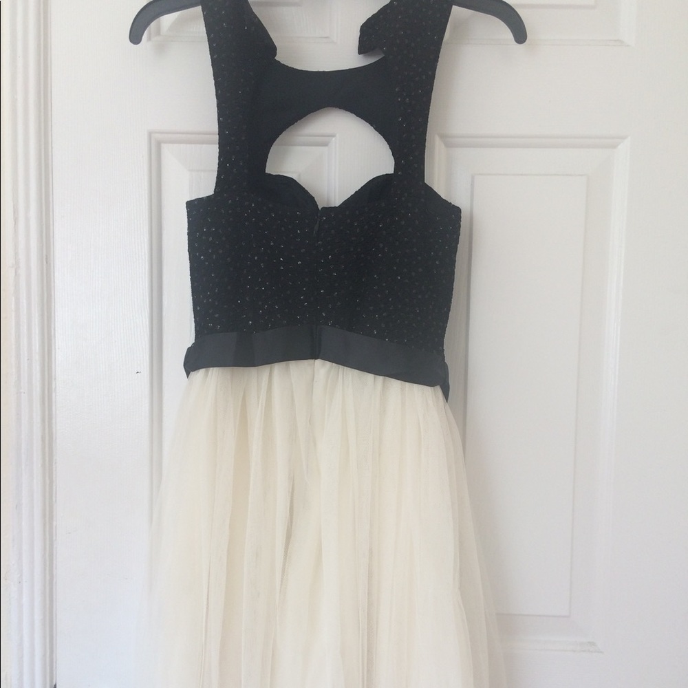 Black and white open back elegant dress